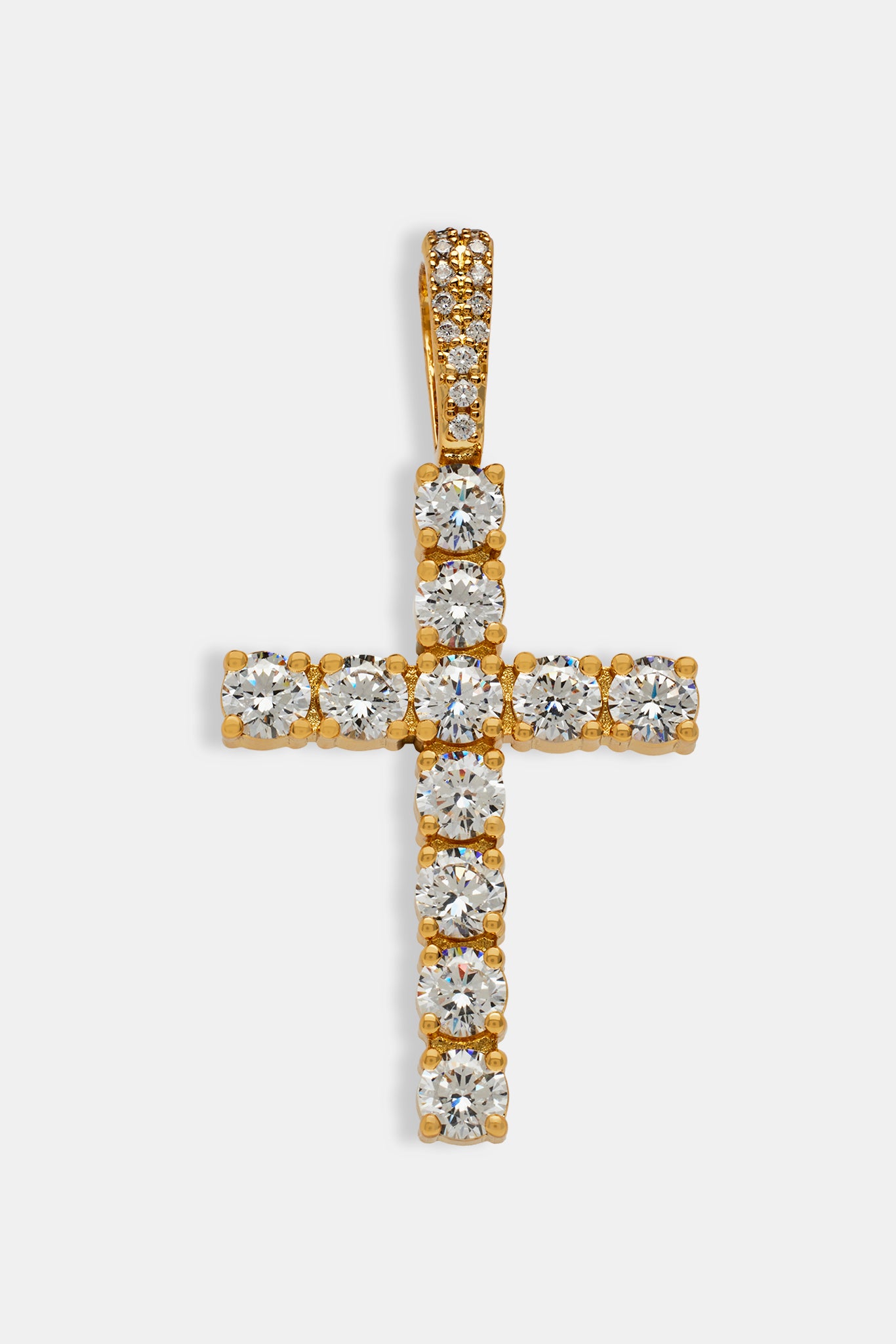 Iced Cross Pendant - Gold - 30mm